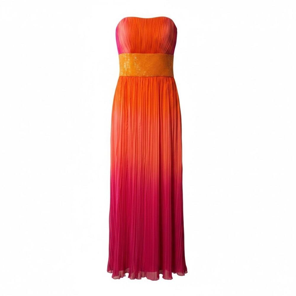 Jovani Ombre Pleated Strapless Maxi Gown Size 4 Retail $900